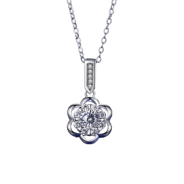 【米蘭精品】現貨+預購 莫桑鑽項鍊925純銀吊墜0.5克拉花朵鏤空聖誕節情人節生日禮物女飾品73yk34
