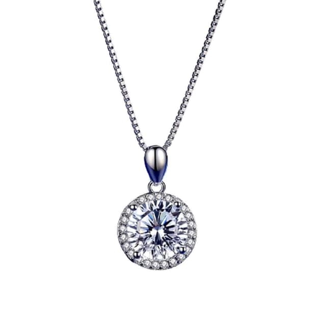 【米蘭精品】現貨+預購 莫桑鑽項鍊925純銀吊墜3克拉圓形滿鑽時尚聖誕節情人節生日禮物女飾品73yk102