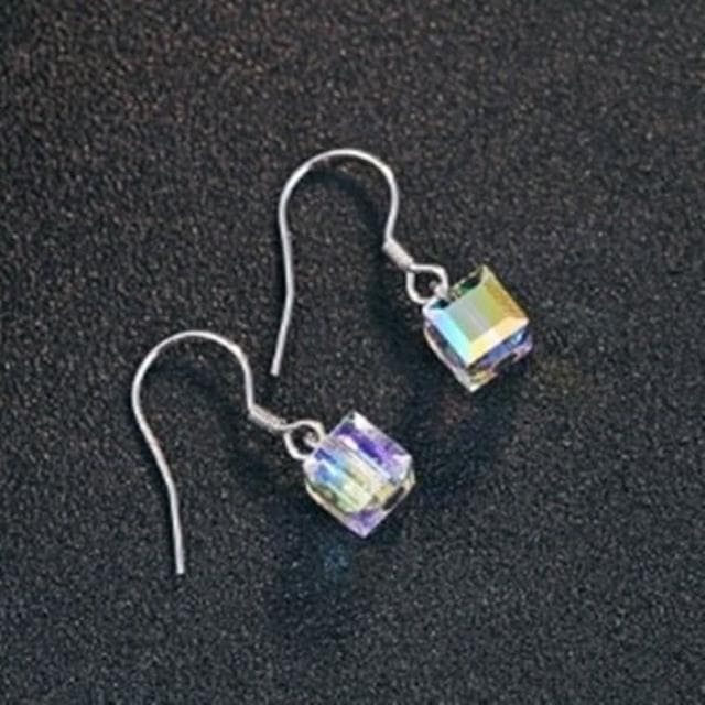 【米蘭精品】現貨+預購 925純銀耳環水晶耳飾時尚閃耀魔方造型情人節生日聖誕節交換禮物女飾品73dz20