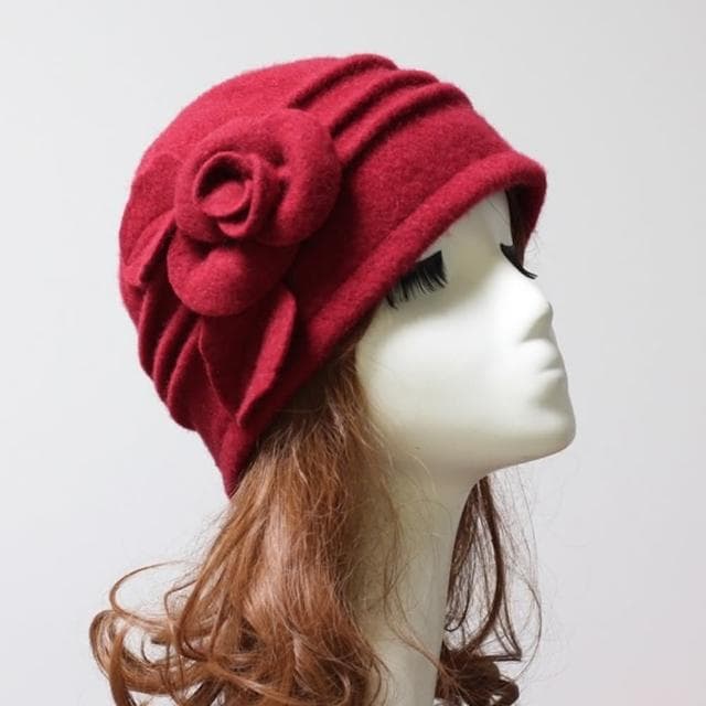【米蘭精品】現貨+預購 羊毛帽禮帽盆帽毛呢花朵保暖針織女帽子情人節生日聖誕節交換禮物6色74bm5