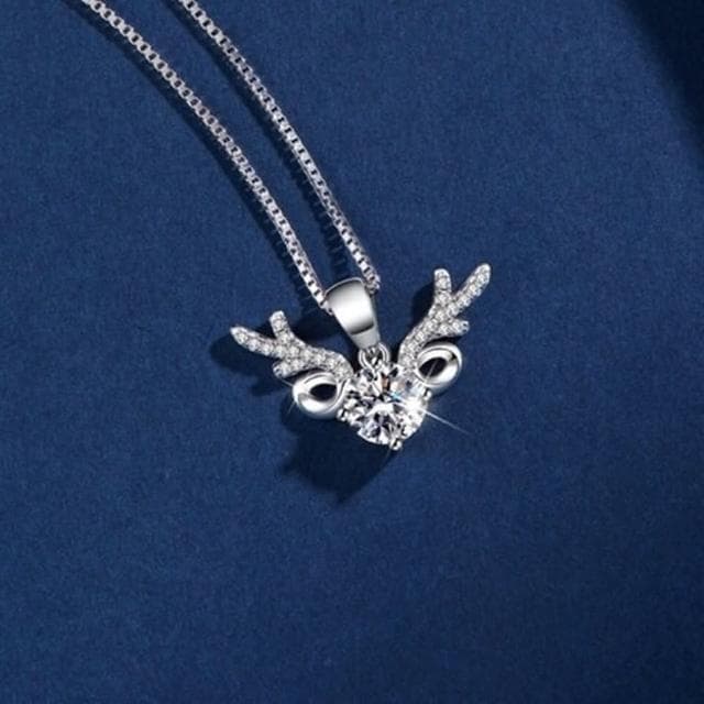 【米蘭精品】現貨+預購 莫桑鑽項鍊925純銀吊墜1克拉麋鹿鑲鑽鹿角情人節生日聖誕節交換禮物女飾品74an29