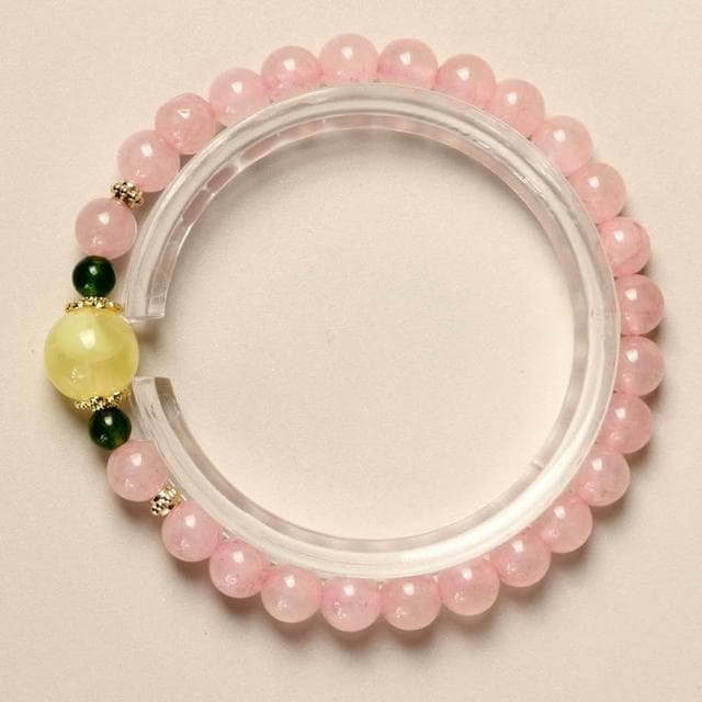 【米蘭精品】情人節禮物 現貨+預購 水晶手鍊串珠手繩手珠平安擋煞防小人轉運淨化招財開運-6.5/10mm天然粉水晶蜜蠟女飾品74kj26