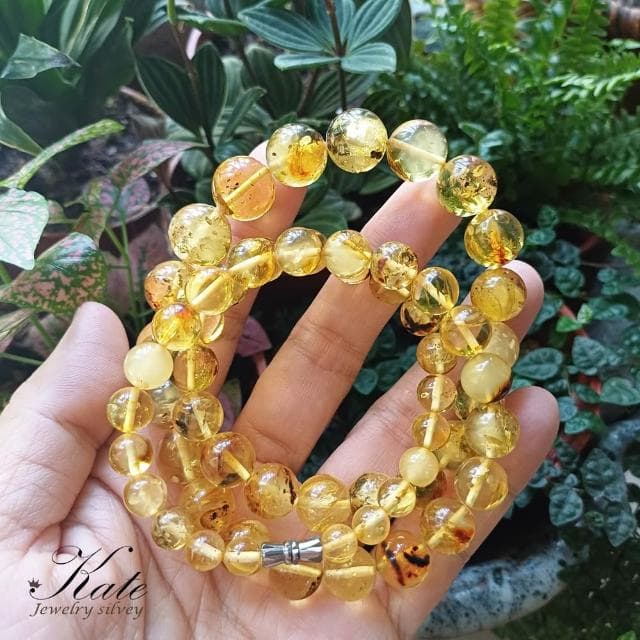 【KATE】銀飾 61cm波羅的海天然琥珀蜜蠟項鍊 植物珀 金絞蜜 可當手鍊 琥珀蜜蠟 蜜蠟項鍊 生日禮物 情人禮物
