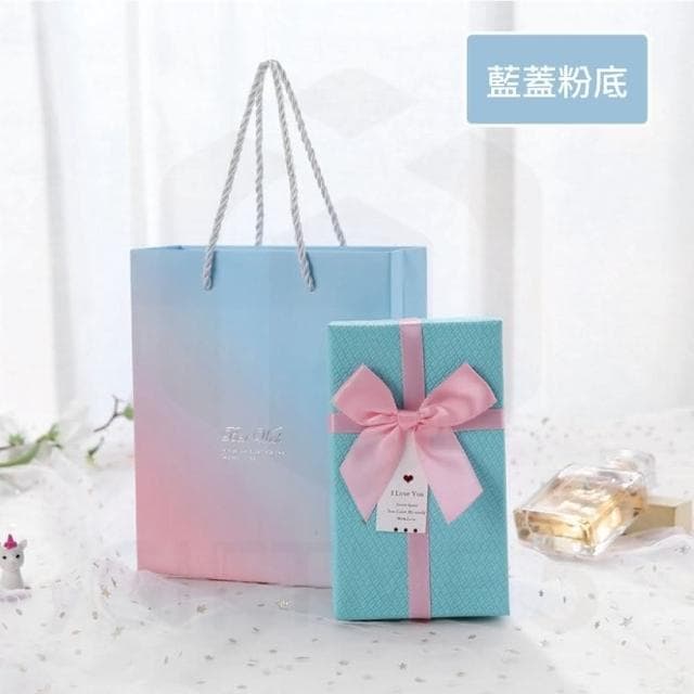 ins風緞帶禮物盒-附提袋彌月禮首選 生日禮盒 紙盒 禮品盒 情人節 包裝 送禮首選 小禮盒
