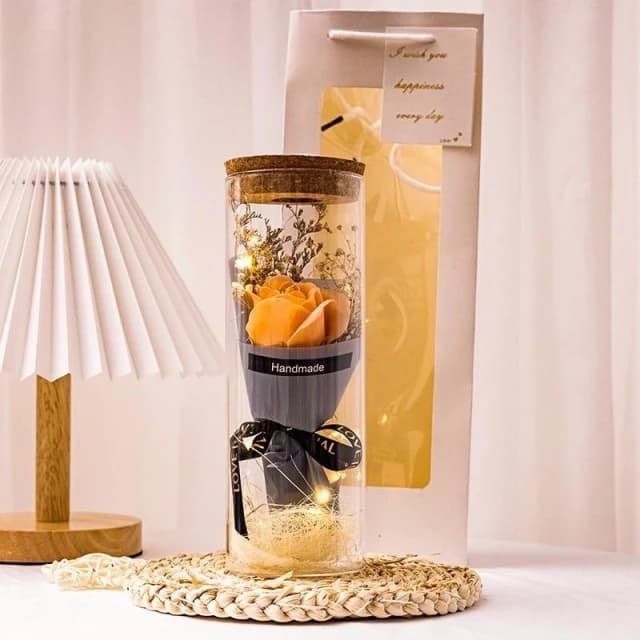 GIFTME5 玻璃罐永生花 玫瑰花束畢業 閨蜜 情人節禮物 生日禮物 香皂永生花 康乃馨 向日葵 乾燥花