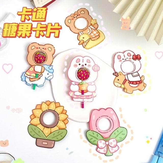 6入 糖果裝飾卡 棒棒糖卡片 禮物裝飾卡 聖誕節 生日派對 DIY糖果裝飾紙卡 幼稚園生日小禮物 婚