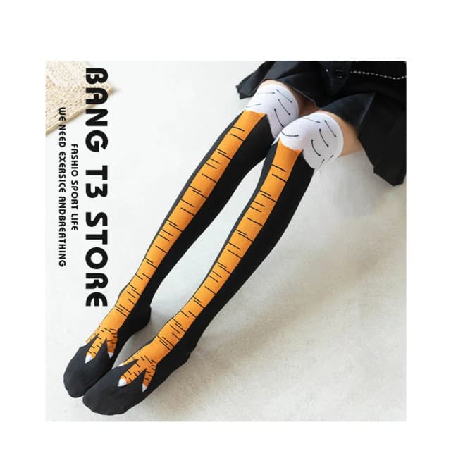 台灣現貨  搞怪雞爪襪 雞腳襪 個性瘦腿襪 搞笑襪子 交換禮物 過膝襪 雞爪襪 及膝襪 萬聖節裝扮 雞腳襪 MO09