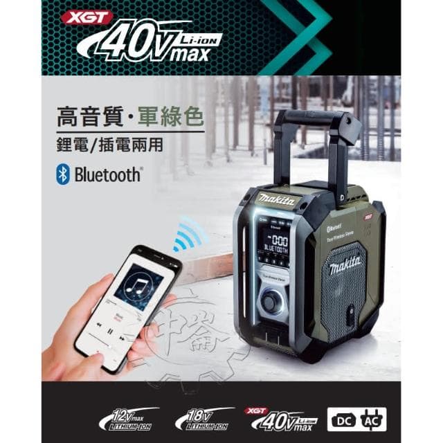 【MAKITA 牧田】藍芽手提收音機 MR006G MR006 藍芽音響 揚聲器 軍綠色 露營 中崙五金