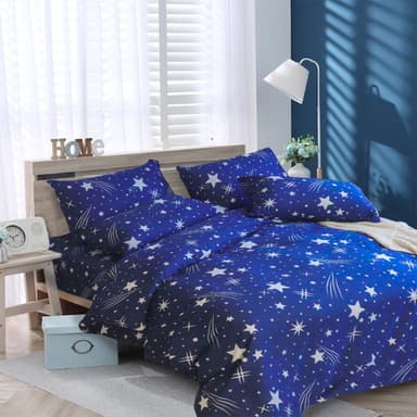 【Blue Cat 藍貓】台灣製造 舒柔棉床包枕套組 床包 床單 寢具(流星雨)