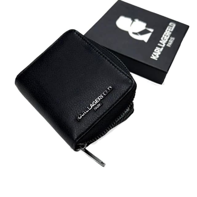 【KARL LAGERFELD 卡爾】卡爾 拉鍊皮夾 Karl 附盒 真皮皮夾 羊皮 零錢袋 短夾 錢包 生日禮物 送禮  #1012