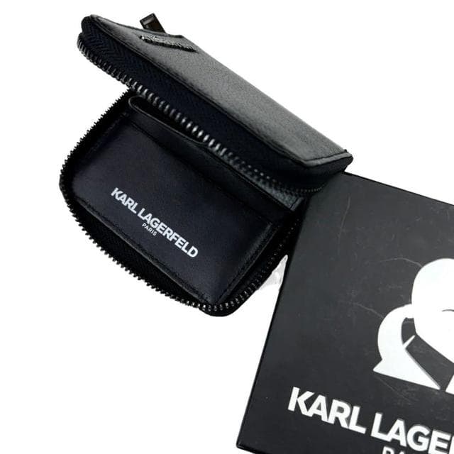 【KARL LAGERFELD 卡爾】卡爾 拉鍊皮夾 Karl 附盒 真皮皮夾 羊皮 零錢袋 短夾 錢包 生日禮物 送禮  #1012