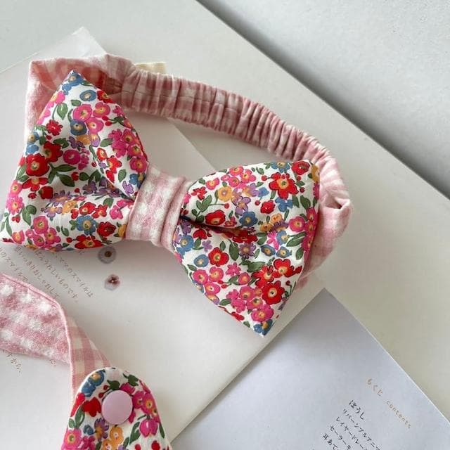 【Lianne baby】豐盛波波囍紅花發又旺 天然染色圍兜髮帶嬰兒禮物 滿月禮彌月禮盒