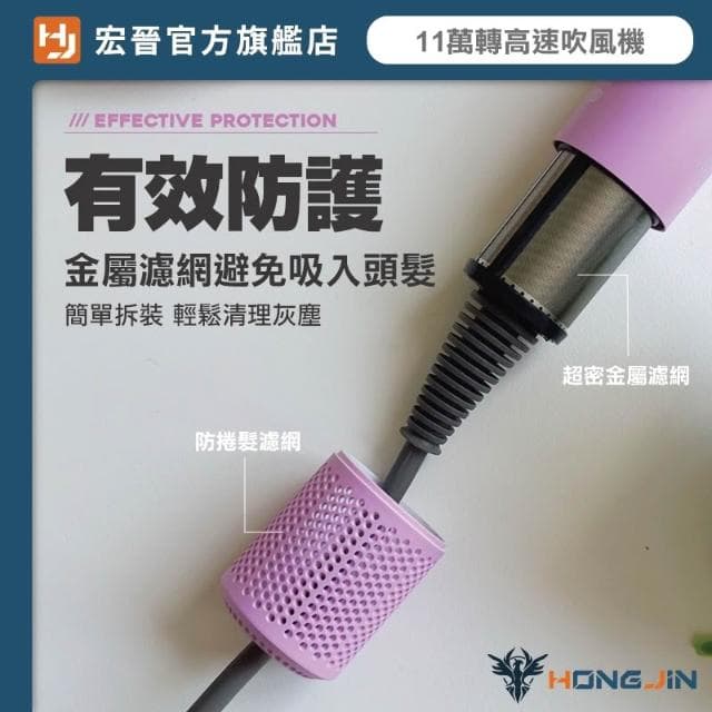 【HONG JIN】宏晉 超高速吹風機 11萬轉超強風力 兩億負離子護髮 三段風溫 磁吸風嘴