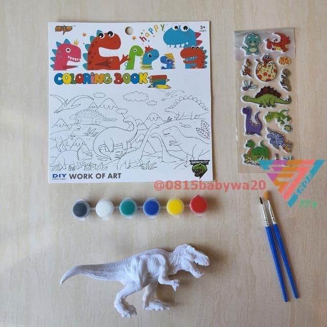 『DIY手繪恐龍模型』彩繪塗鴉恐龍玩具 塗色卡 貼紙 手繪塗鴉 霸王龍 劍龍 三角龍 生日禮物 手作禮物