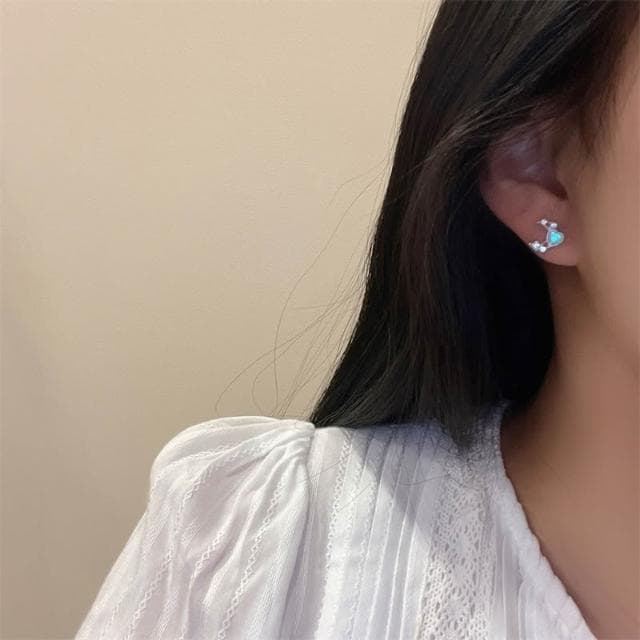 Miss Si 現貨速發 炫彩星河鏈條耳釘套裝組合 s925銀針 小眾設計感輕奢耳飾
