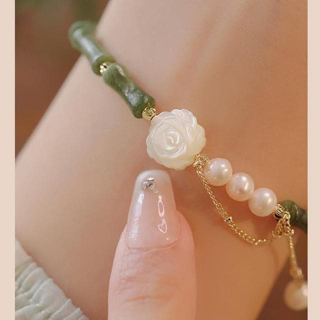 【Paiya 派亞】貝殼山茶花淡水珍珠手鏈女小眾設計感送閨蜜送女友手鏈手飾交換禮物/過年送禮