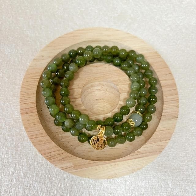 【Paiya 派亞】和田玉手串俄料碧玉多圈手鏈項鍊有盒子附證書送禮送長輩家人保平安