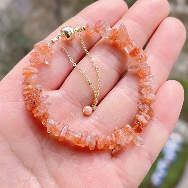 【Paiya 派亞】水晶珠寶 金草莓金太陽阿魯沙小碎石隨型手串 磁吸扣手鏈交換禮物/過年送禮