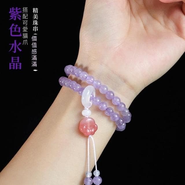 【Paiya 派亞】鹽源瑪瑙貓爪薰衣草紫水晶串珠手鏈女小衆高級感海藍寶粉晶手串交換禮物/過年送禮