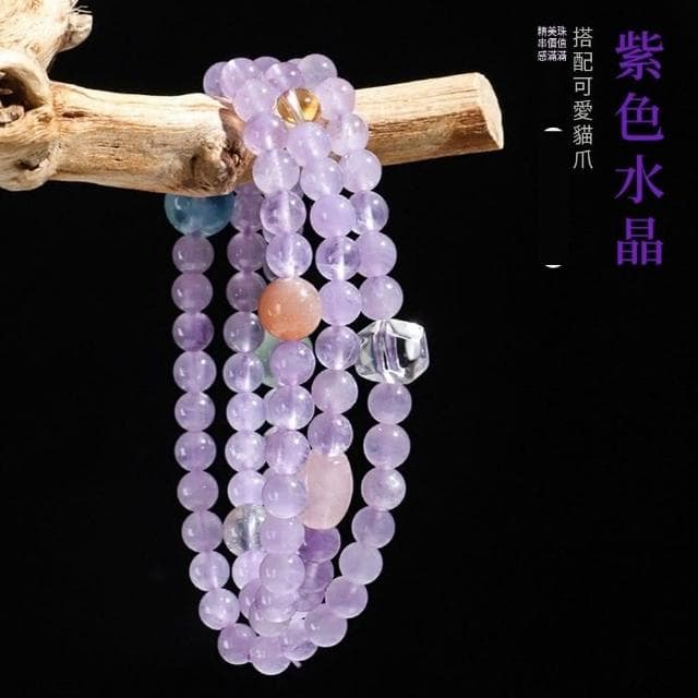 【Paiya 派亞】鹽源瑪瑙貓爪薰衣草紫水晶串珠手鏈女小衆高級感海藍寶粉晶手串交換禮物/過年送禮