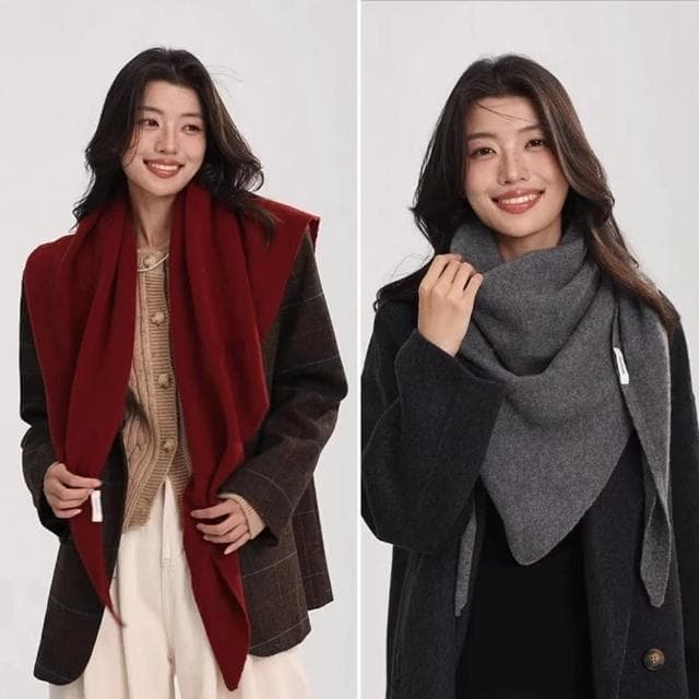 【達賀尊爵】百分百全羊毛安哥拉紅三角圍巾護頸保暖大披肩秋冬新