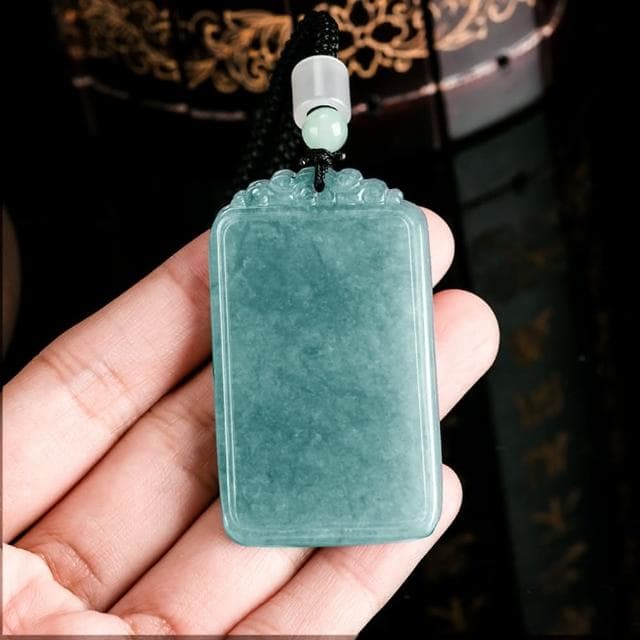 【Paiya 派亞】天然A貨翡翠藍水平安無事牌玉石吊墜冰種挂件男士項鏈女款玉墜交換禮物/送禮