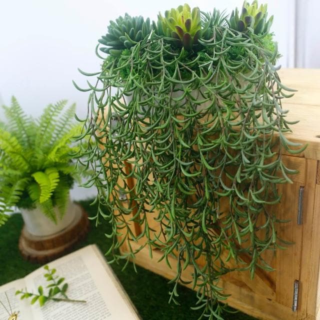 【HUGO DECO 榆果傢飾】高擬真紫弦月藤蔓植栽(擬真植物/禮物/綠化/永不凋零/佈置/蕨類)