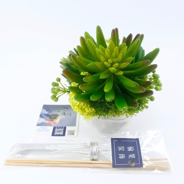 【HUGO DECO 榆果傢飾】手指蓮多肉香氛植栽(擬真植物/人造盆栽/綠化/佈置/禮物)