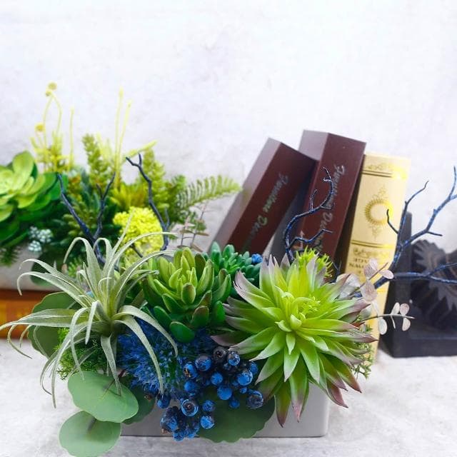 【HUGO DECO 榆果傢飾】藍樹枝空氣鳳梨香氛植物(擬真植物/人造盆栽/綠化/佈置/禮物)