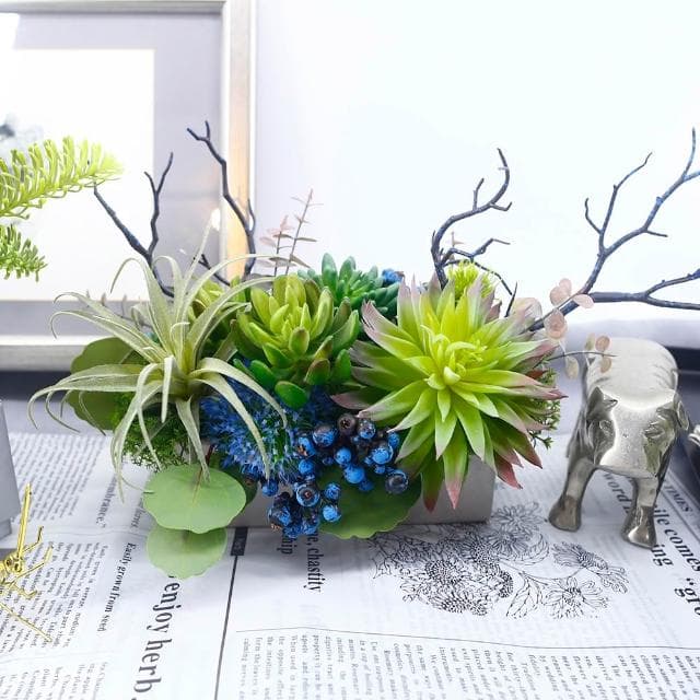 【HUGO DECO 榆果傢飾】藍樹枝空氣鳳梨香氛植物(擬真植物/人造盆栽/綠化/佈置/禮物)