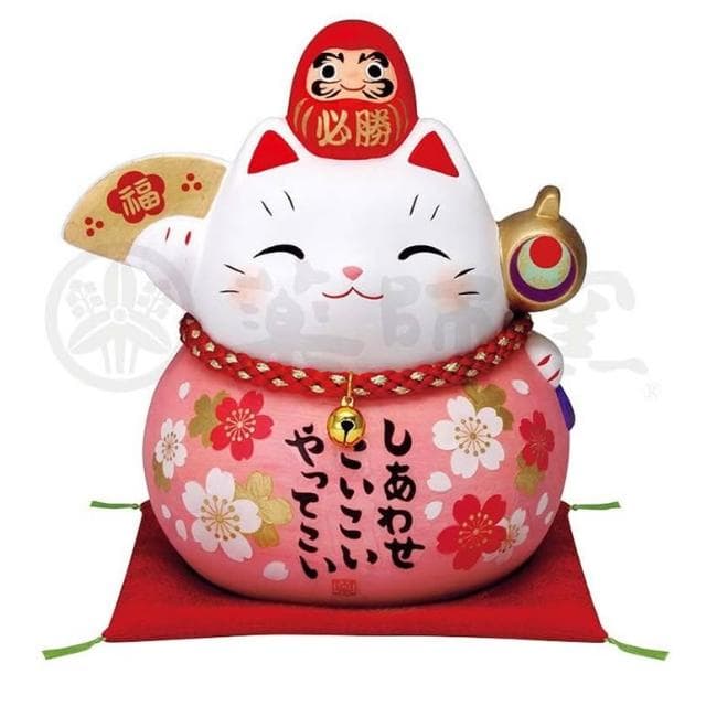 野馬日式雜貨 金福槌 櫻花 招福招財貓 不倒翁 日本製 金運來福 藥師窯 存錢罐 貯金箱 16.5cm kc788
