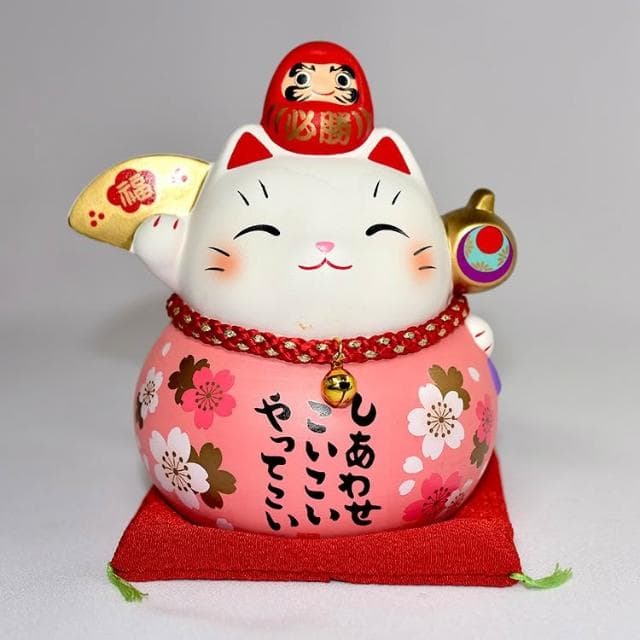 野馬日式雜貨 金福槌 櫻花 招福招財貓 不倒翁 日本製 金運來福 藥師窯 存錢罐 貯金箱 16.5cm kc788