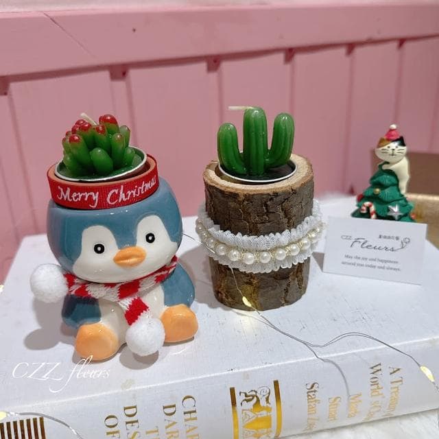 聖誕動物寶寶給你療癒多肉-香薰多肉蠟燭禮盒（交換禮物/聖誕禮物/生日禮物）