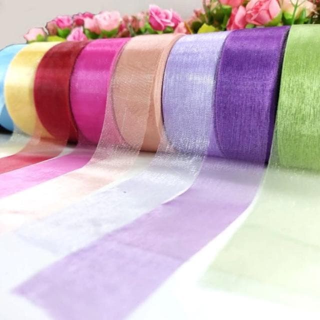 12H快速出貨 (氣球快易送)  3cm 雪紗緞帶 1米 蝴蝶結 捧花緞帶 禮物包裝 裝飾 絲帶 緞帶 真珠紗 珍珠紗