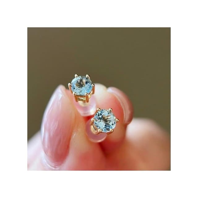 【WhiteKuo】WhiteKuo18k白天然海水藍寶耳釘耳針