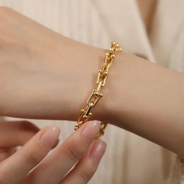 【KEDDY】馬蹄扣手鏈-U型鎖扣手鏈-情侶手鍊-銀手鍊-小眾設計-金手鍊-韓國手鍊-鏈條項鍊-情人節禮物