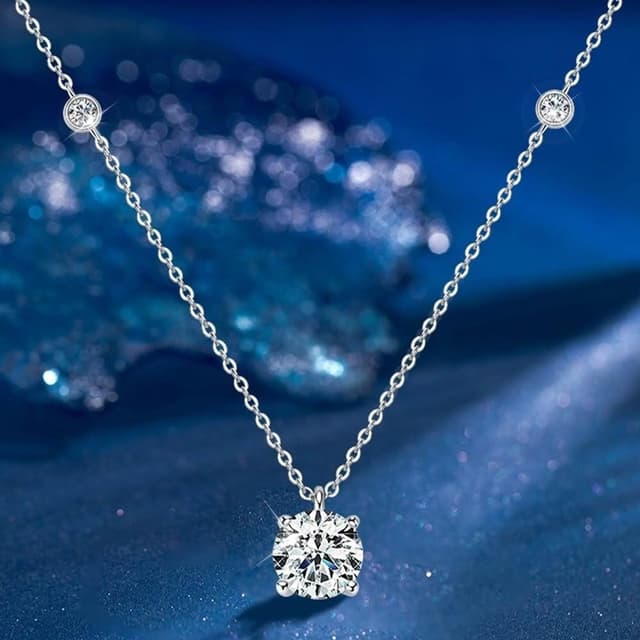 【KEDDY】鎖骨鏈-滿天星點-吊墜-兩克拉-項鍊-首飾-女生項鍊-生日禮物-莫桑石項鍊-鑽石項鍊-銀飾-飾品-s925純銀