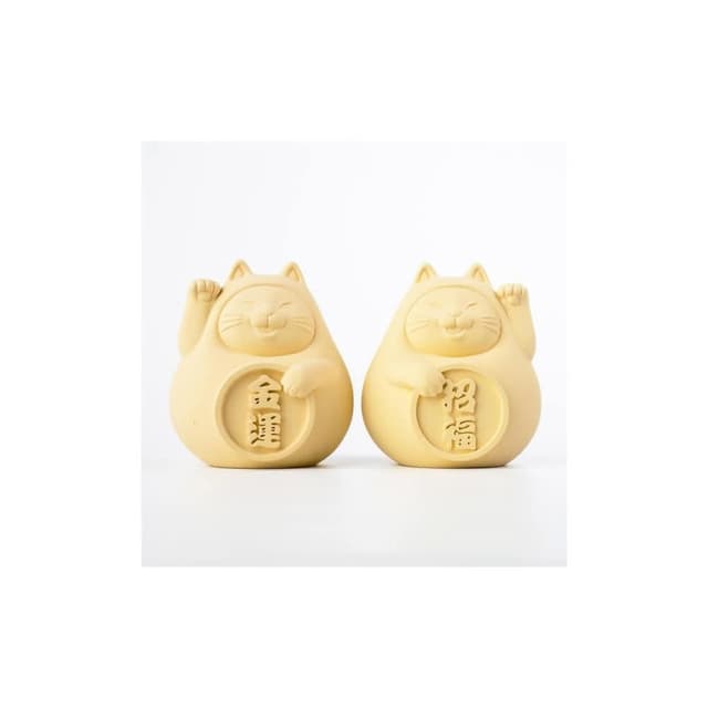 開店送禮首選 泥研製所胖胖招財招福貓(大)-招財黃(擴香石)一對