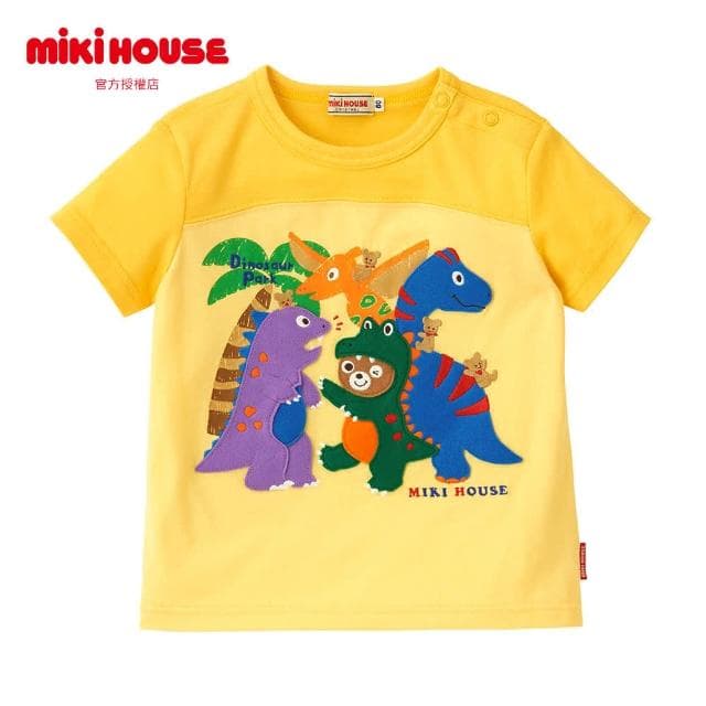【MIKI HOUSE】官方直營-普奇熊 舞颯兔 刺繡短袖T恤 100% 棉  60/2 平紋針織  男女童裝