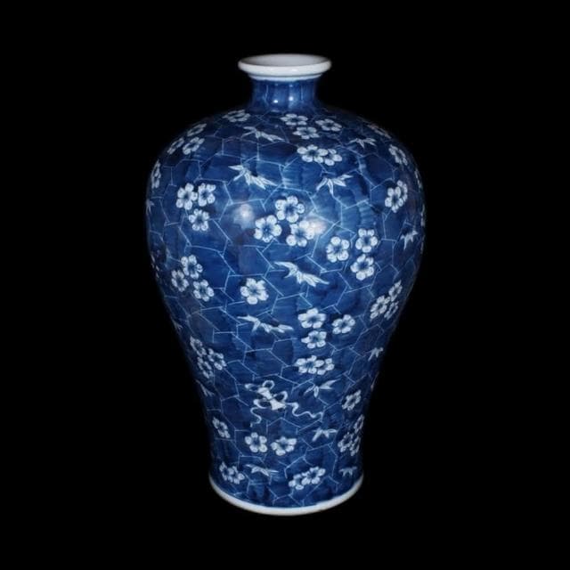 《博古珍藏》清光緒 青花留白梅花紋梅瓶 早期收藏 老件文物 花瓶瓷器 博物館級 附錦盒