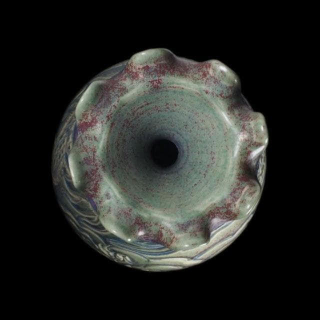 《博古珍藏》宋 鈞窯天藍釉刻雲龍紋玉壺春瓶 高39公分 早期收藏 老件花瓶瓷器 博物館級文物