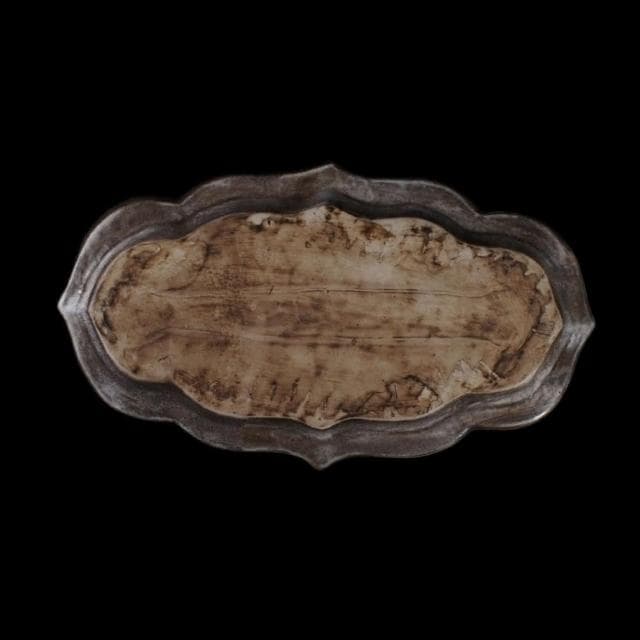 《博古珍藏》宋 定窯白釉刻花卉紋花口折沿盤 早期收藏 老件文物瓷器