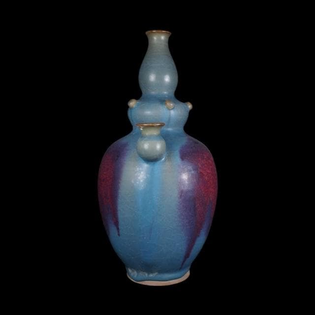 《博古珍藏》元 鈞窯天青釉紫斑淨瓶 早期收藏 老件花瓶瓷器 博物館級文物