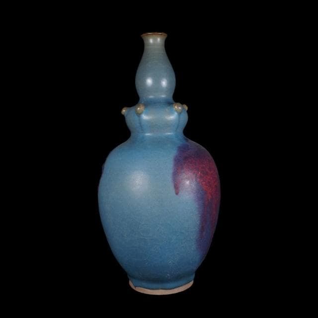 《博古珍藏》元 鈞窯天青釉紫斑淨瓶 早期收藏 老件花瓶瓷器 博物館級文物