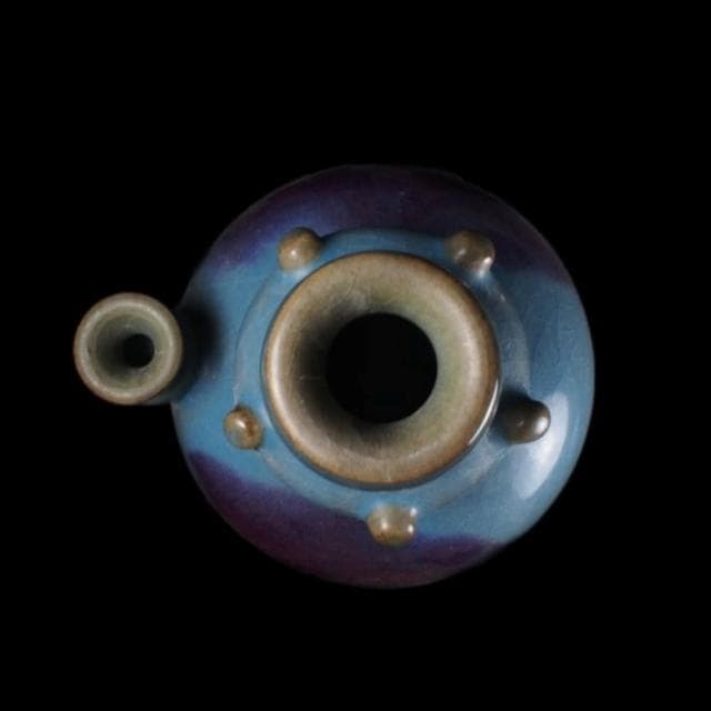 《博古珍藏》元 鈞窯天青釉紫斑淨瓶 早期收藏 老件花瓶瓷器 博物館級文物