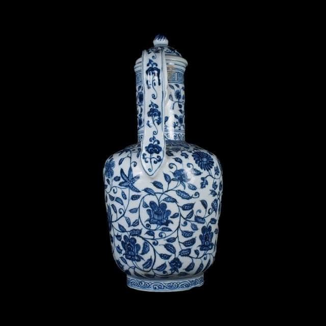 《博古珍藏》明宣德 青花花卉紋執壺 高37公分 早期收藏 老件文物瓷器 博物館級 附錦盒
