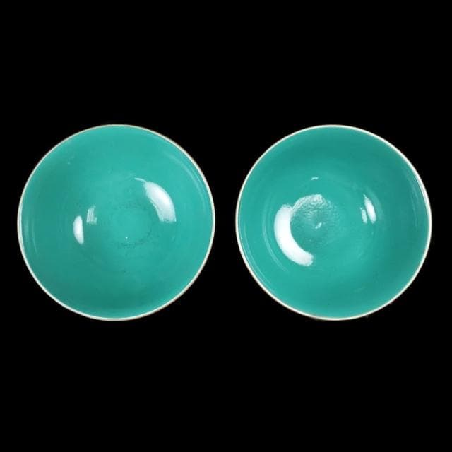 《博古珍藏》清雍正 紅釉粉彩花卉紋碗一對 宮廷珍藏 老件文物瓷器