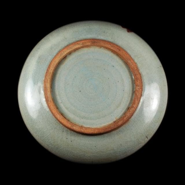 《博古珍藏》宋 鈞窯天青釉窯變紫紅斑大圓盤 早期收藏 老件瓷器