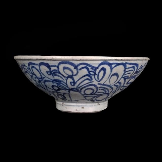 《博古珍藏》民初 青花花卉紋碗 直徑15公分 早期收藏 老件瓷器