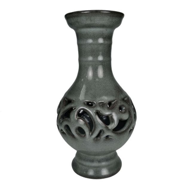 《博古珍藏》宋 官窯鏤空花卉瓶 早期收藏 老件瓷器